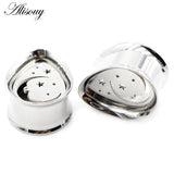2pcs Stainless Steel Water Drop Moon Star Ear Tunnels Plugs