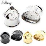 2pcs Stainless Steel Water Drop Moon Star Ear Tunnels Plugs