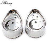 2pcs Stainless Steel Water Drop Moon Star Ear Tunnels Plugs