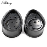 2pcs Stainless Steel Water Drop Moon Star Ear Tunnels Plugs