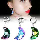 Gem Heart Pendant Ear Plugs Tunnels Gauges Screw-Fit Expander Dangle Jewelry