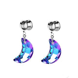 Gem Heart Pendant Ear Plugs Tunnels Gauges Screw-Fit Expander Dangle Jewelry
