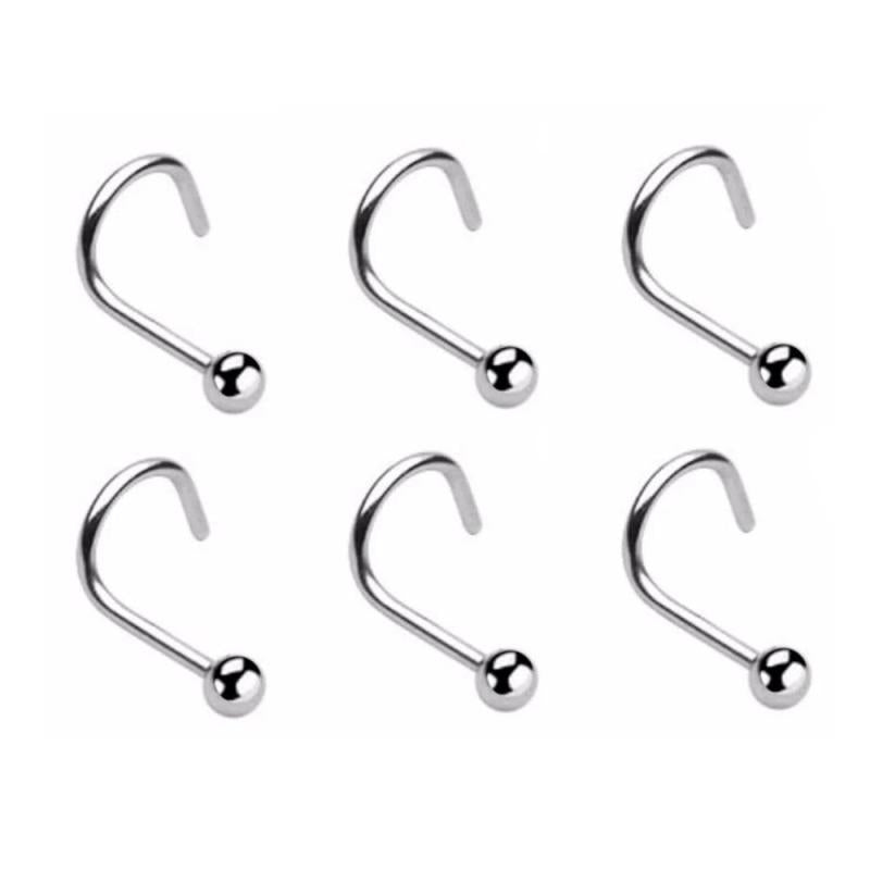 40pcs Steel Ball Nose Screw Ring Piercing Stud 20g