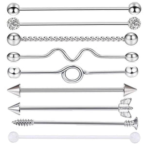 Stainless Steel Arrow Screw Industrial Stud Barbell Piercing Punk Earrings