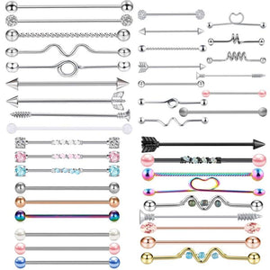 Stainless Steel Arrow Screw Industrial Stud Barbell Piercing Punk Earrings