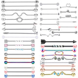 Stainless Steel Arrow Screw Industrial Stud Barbell Piercing Punk Earrings