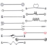 Stainless Steel Arrow Screw Industrial Stud Barbell Piercing Punk Earrings