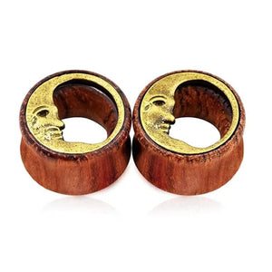 Sun Moon Wood Acrylic Ear Tunnels Plugs Piercing Set