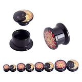 Sun Moon Wood Acrylic Ear Tunnels Plugs Piercing Set