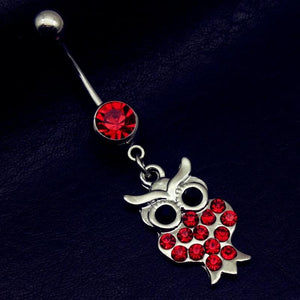 Red Owl Skull Rose Cherry Ladybug Navel Belly Bar Button Ring Body Piercing