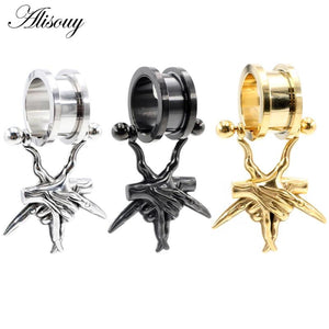 1PC 6-25mm Stainless Steel Ghost Hand Ear Tunnels Plugs Flesh Expanders