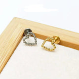 G23 Titanium Piercing Labret Studs 16G Heart Zircom Earrings