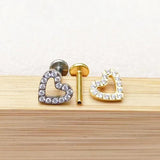 G23 Titanium Piercing Labret Studs 16G Heart Zircom Earrings