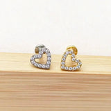 G23 Titanium Piercing Labret Studs 16G Heart Zircom Earrings