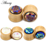 2pcs Bamboo Ear Expansion Plugs Tunnel Piercing Earrings Body Jewlery