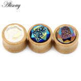 2pcs Bamboo Ear Expansion Plugs Tunnel Piercing Earrings Body Jewlery