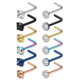 20G Stainless Steel Nose Rings Stud Set 1.5/2/2.5/3mm CZ Screw L Shaped Bone Nos