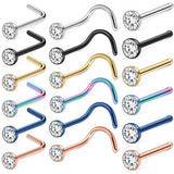 20G Stainless Steel Nose Rings Stud Set 1.5/2/2.5/3mm CZ Screw L Shaped Bone Nos