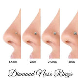 20G Stainless Steel Nose Rings Stud Set 1.5/2/2.5/3mm CZ Screw L Shaped Bone Nos
