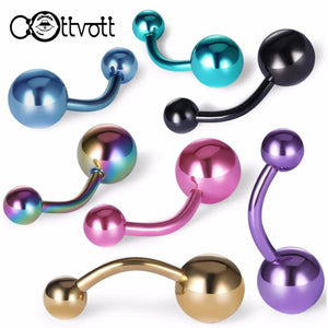 7pcs Titanium Plating Belly Button Rings 14G Navel Piercing Steel Body Jewelry
