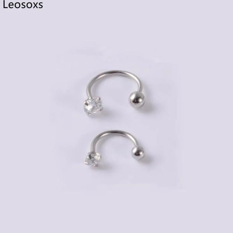 Leosoxs 2pc Zircon Earrings Stainless Steel Ear Studs