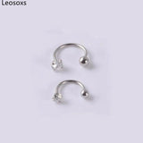 Leosoxs 2pc Zircon Earrings Stainless Steel Ear Studs