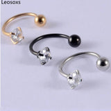 Leosoxs 2pc Zircon Earrings Stainless Steel Ear Studs