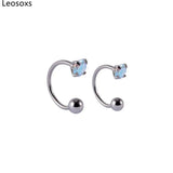 Leosoxs 2pc Zircon Earrings Stainless Steel Ear Studs