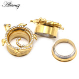 2pcs Peacock Tortoise CZ Stainless Steel Ear Gauges Plugs Tunnel Expander