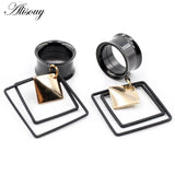 2pcs Stainless Steel Rhombus Square Ear Plug Tunnel Gauges Piercing