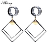 2pcs Stainless Steel Rhombus Square Ear Plug Tunnel Gauges Piercing