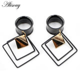 2pcs Stainless Steel Rhombus Square Ear Plug Tunnel Gauges Piercing