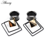 2pcs Stainless Steel Rhombus Square Ear Plug Tunnel Gauges Piercing