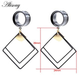 2pcs Stainless Steel Rhombus Square Ear Plug Tunnel Gauges Piercing