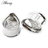 2pcs Water Drop Butterfly Ear Tunnels Plugs Stretcher Gauges Earrings