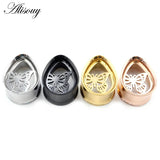 2pcs Water Drop Butterfly Ear Tunnels Plugs Stretcher Gauges Earrings