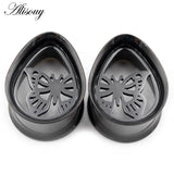 2pcs Water Drop Butterfly Ear Tunnels Plugs Stretcher Gauges Earrings