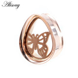 2pcs Water Drop Butterfly Ear Tunnels Plugs Stretcher Gauges Earrings