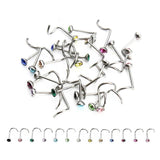 20pcs Stainless Steel Crystal Nose Studs Pins Body Piercing Jewelry F3710