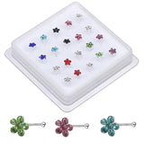 20Pcs Mix Flower Crystal Nose Studs for Women Men Tiny Nose Bone Rings