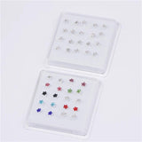 20Pcs Mix Flower Crystal Nose Studs for Women Men Tiny Nose Bone Rings