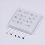 20Pcs Mix Flower Crystal Nose Studs for Women Men Tiny Nose Bone Rings
