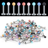 90pcs Acrylic Ball Lip Labret Rings Stainless Steel Barbell Ear Tragus