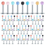 90pcs Acrylic Ball Lip Labret Rings Stainless Steel Barbell Ear Tragus
