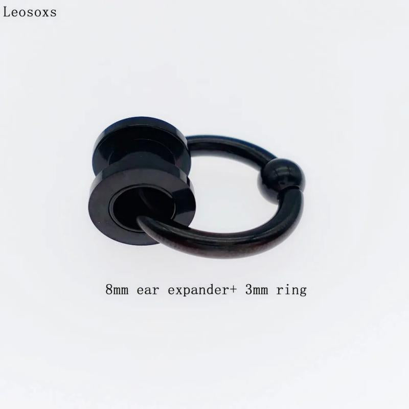 Leosoxs Stainless Steel Ear Expander Nose Rings Circular Barbells Closure