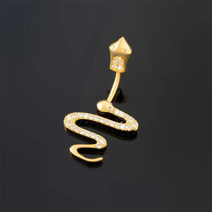 Zircons Snake Belly Button Ring Surgical Steel Piercing Navel Earring Gothic
