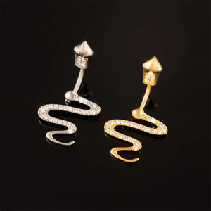 Zircons Snake Belly Button Ring Surgical Steel Piercing Navel Earring Gothic