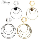 Stainless Steel Round Dangle Ear Plugs Tunnel Gauges Earrings