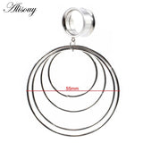 Stainless Steel Round Dangle Ear Plugs Tunnel Gauges Earrings