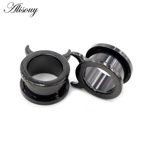 2PC Stainless Steel Devil Ear Piercing Gauges Tunnels Expanders